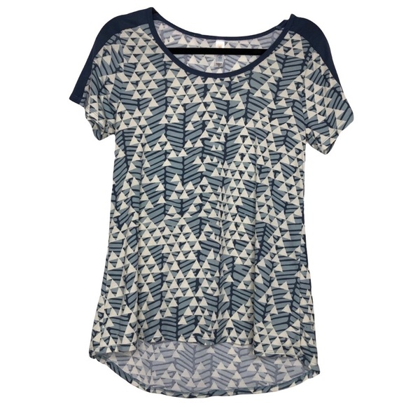 New - LULAROE Classic T with sky blue and cream/ivory geometric pattern -Size XS - Picture 1 of 5